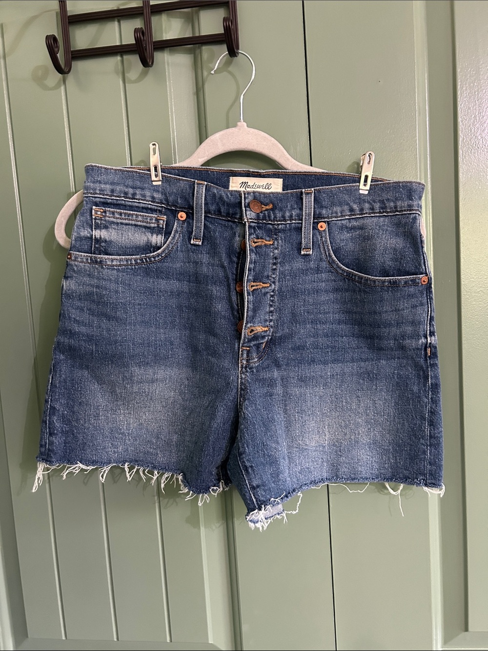 High rise denim shorts